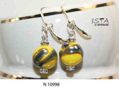 №10998  earrings made of author's glass + 925 silver