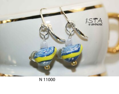 №11000  earrings made of author's glass + 925 silver