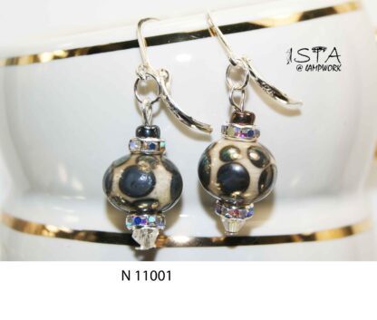 №11001  earrings made of author's glass + 925 silver