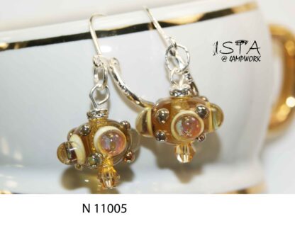 № 11005 сережки з авторського скла +925 срібло