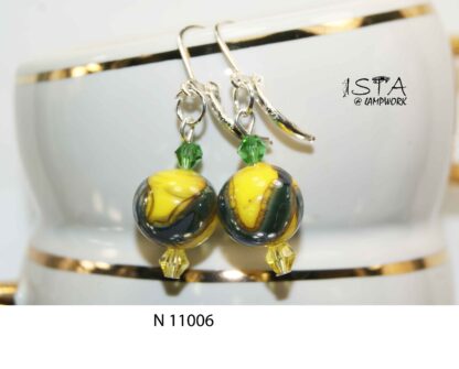 №11006  earrings made of author's glass + 925 silver