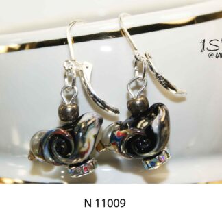 №11009  earrings made of author's glass + 925 silver