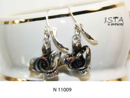 №11009  earrings made of author's glass + 925 silver