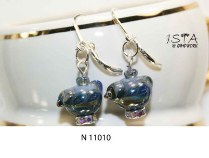 № 11010  сережки з авторського скла +925 срібло