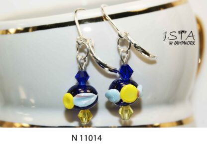 №11002  earrings made of author's glass + 925 silver