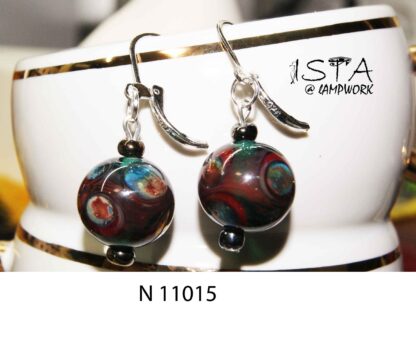 № 11015  сережки з авторського скла +925 срібло