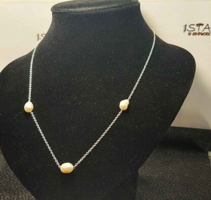 №21 Silver chain of natural annual pearls - Image 8