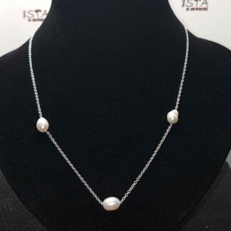 №21 Silver chain of natural annual pearls