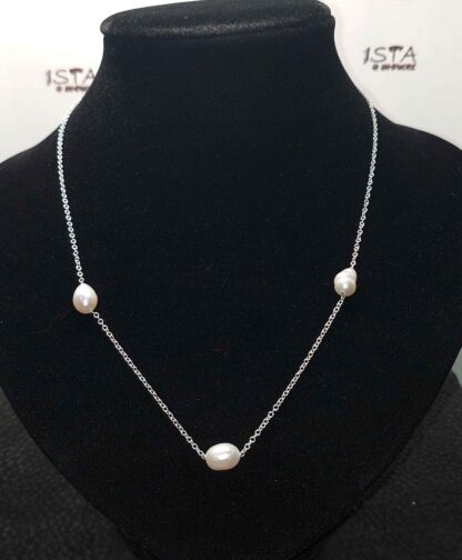 №21 Silver chain of natural annual pearls