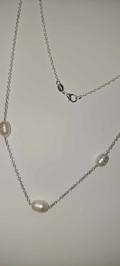 №21 Silver chain of natural annual pearls - Image 3