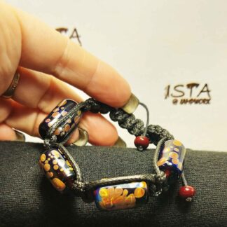 №50 Shambhala Bracelet beads, with a pattern with the addition of silver