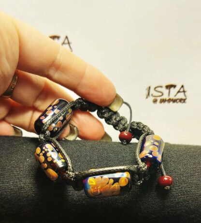№50 Shambhala Bracelet beads, with a pattern with the addition of silver